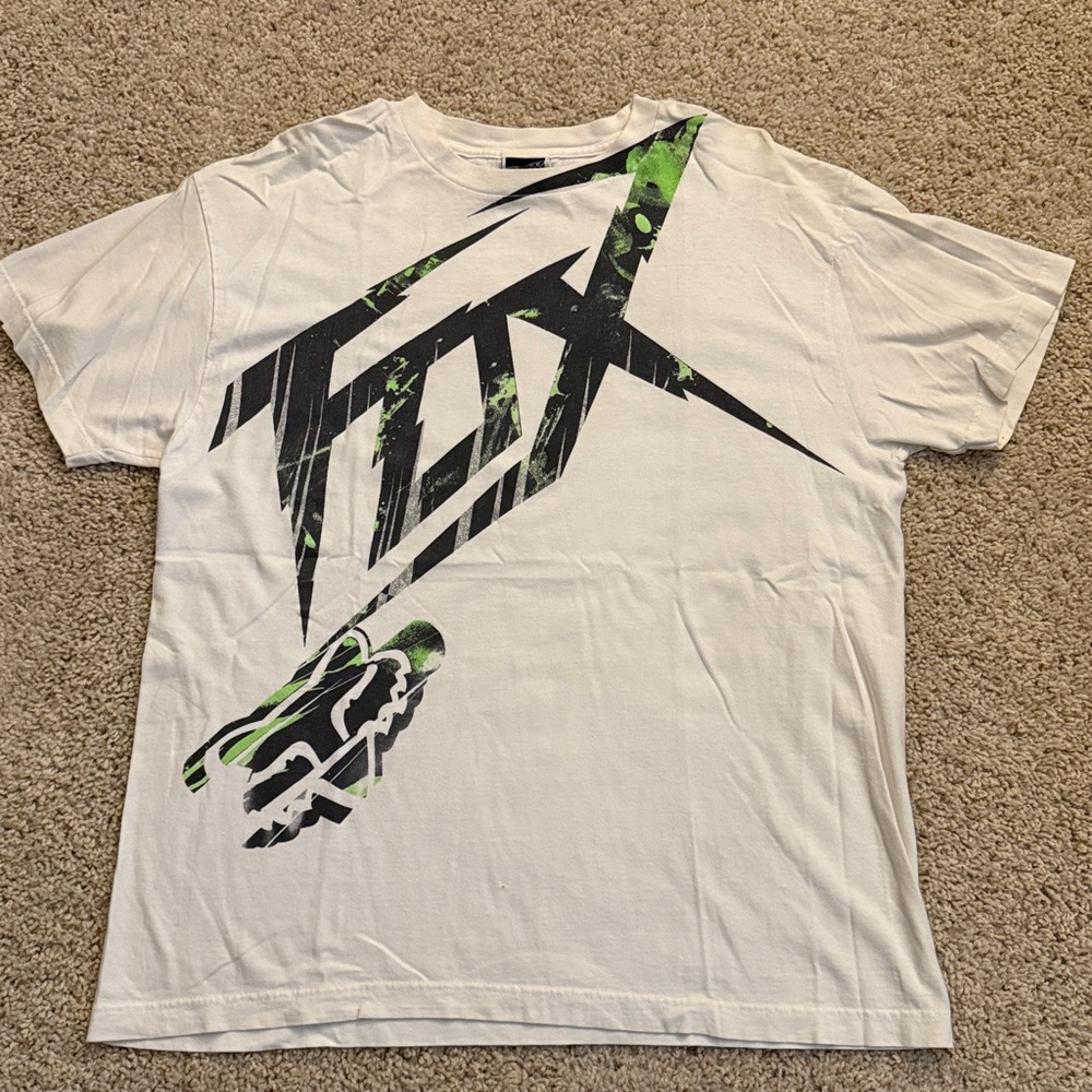 Fox White Tee with Black Graphic